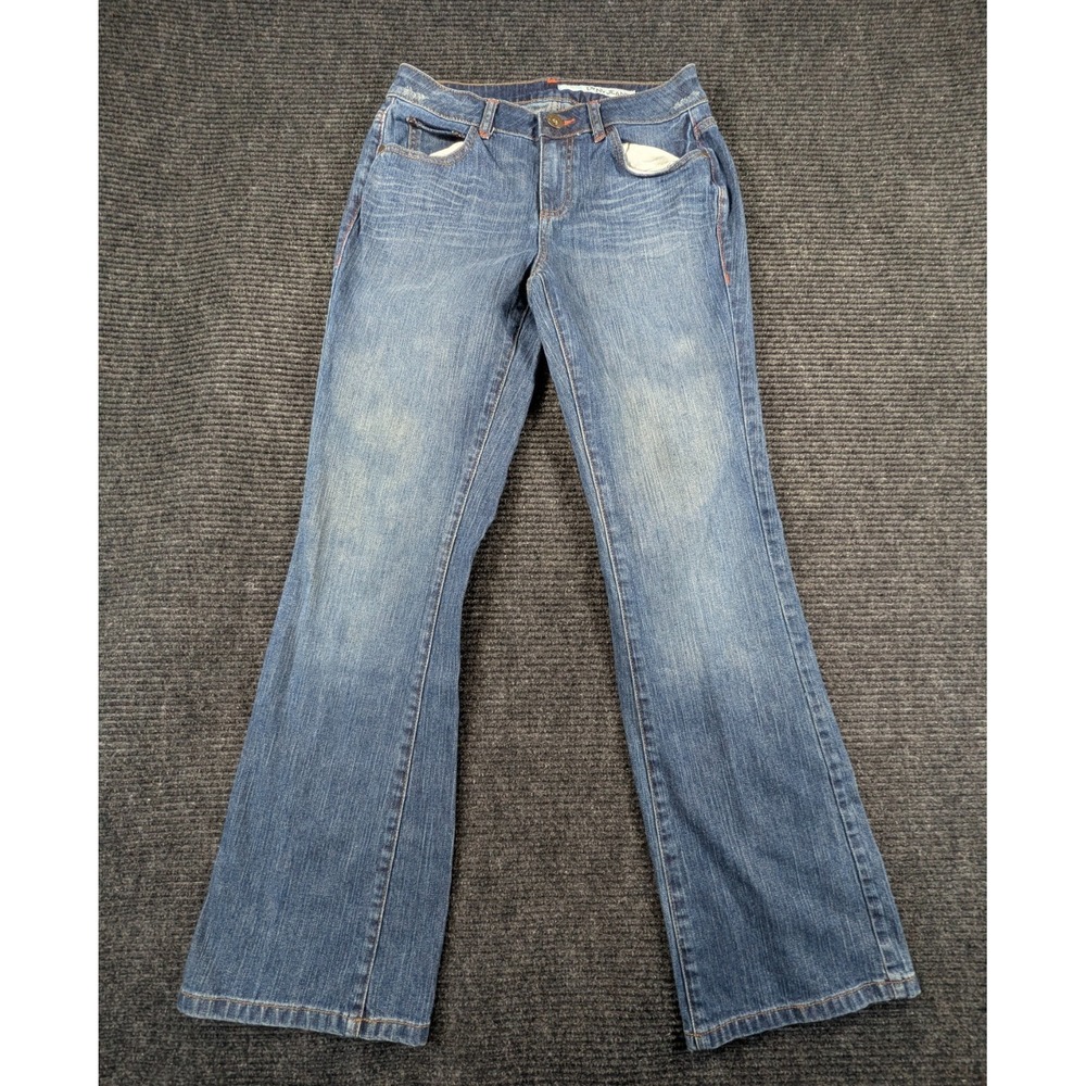 DKNY Jeans Womens 6 Blue Cotton Stretch Mid Rise Medium Wash Bootcut Whiskered